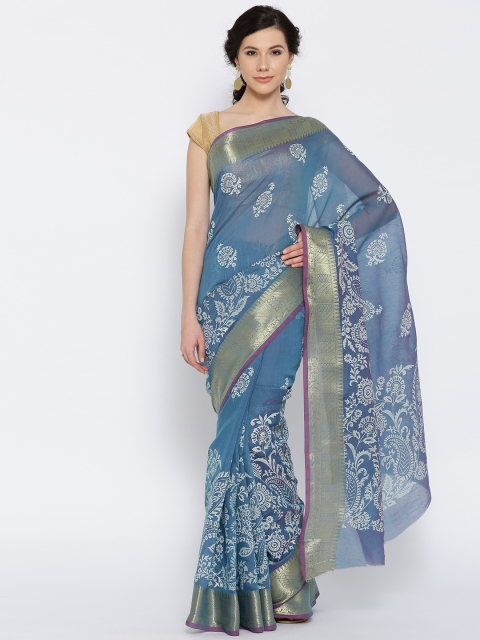 

Rani Saahiba Blue & White Printed Saree