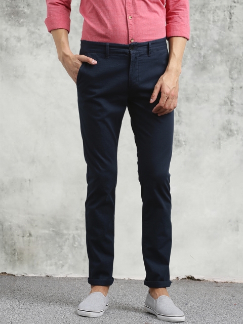 

Breakbounce Men Navy Blue Slim Fit Solid Chinos