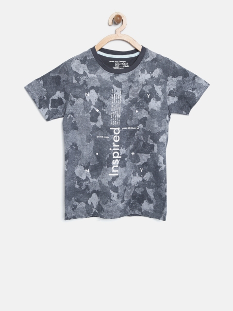 

Octave Boys Navy Blue Camouflage Print Round Neck T-shirt