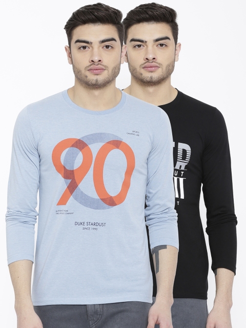 

Duke Men Pack of 2 Printed T-shirts, Black