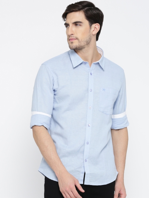 

Numero Uno Men Light Blue Linen Casual Shirt