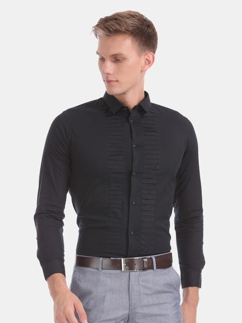 

Arrow New York Men Black Snug Slim Fit Solid Party Shirt