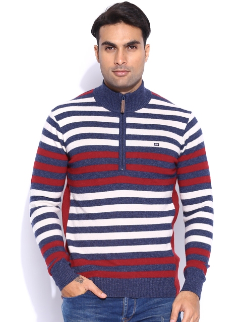 

Arrow Sport Off-White & Navy Striped Woollen Sweater