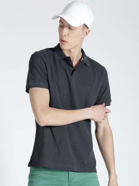 

s.Oliver Men Navy Blue Solid Polo Collar T-shirt