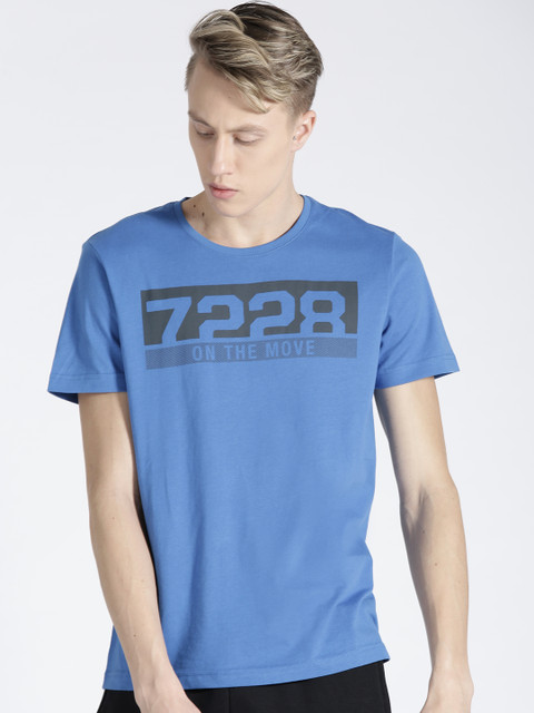 

s.Oliver Men Blue Printed Round Neck T-shirt