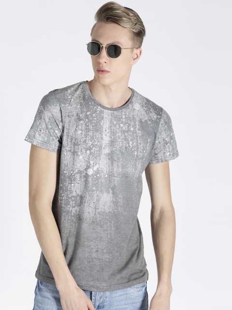 

s.Oliver Men Grey Printed Round Neck T-shirt