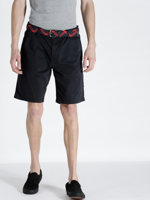 

s.Oliver Men Navy Blue Solid Plek Loose Fit Regular Shorts
