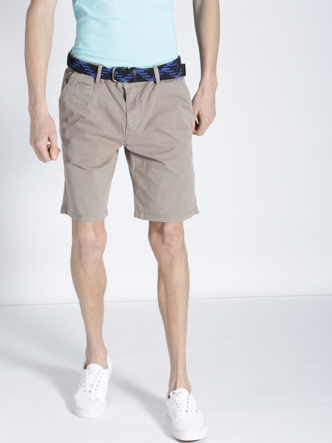 

s.Oliver Men Taupe Solid Plek Loose Fit Chino Shorts