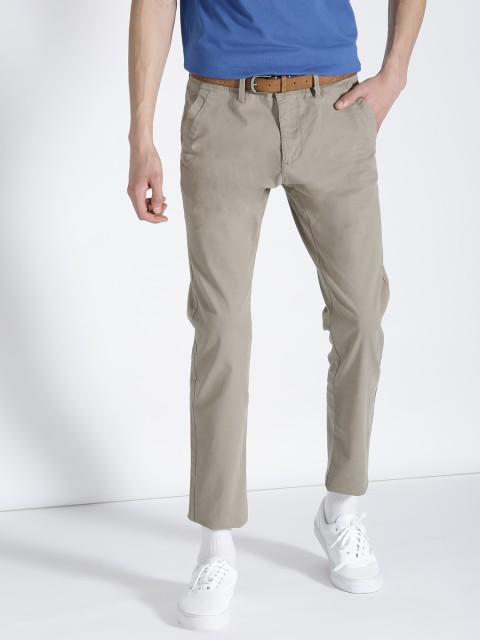 

s.Oliver Men Taupe Slim Fit Solid Regular Trousers