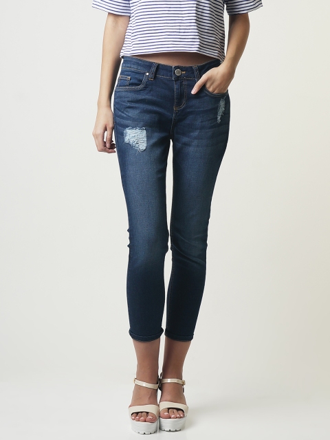 

Blue Saint Women Blue Skinny Fit Mid-Rise Mildly Distressed Stretchable Jeans
