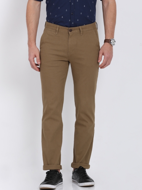 

Crocodile Men Brown Slim Fit Solid Regular Trousers