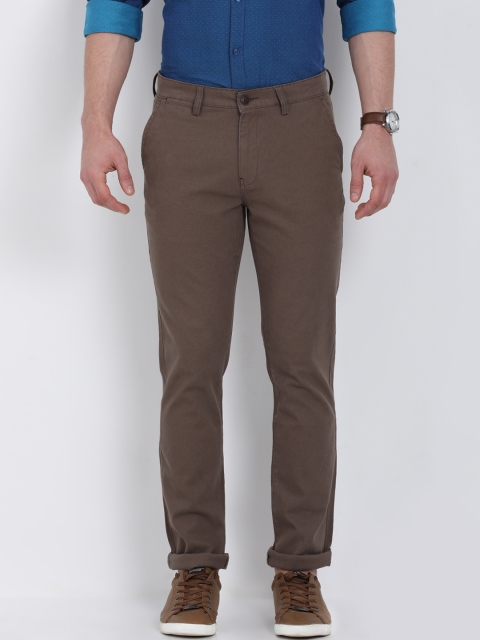 

Crocodile Men Brown Slim Fit Solid Regular Trousers