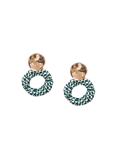 

Pipa Bella Gold-Toned & Green Circular Drop Earrings