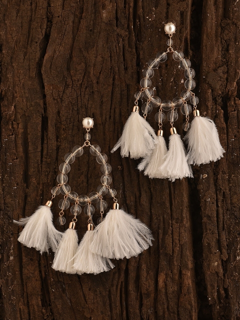 

Pipa Bella Gold-Toned & White Circular Shaped Drop Earrings