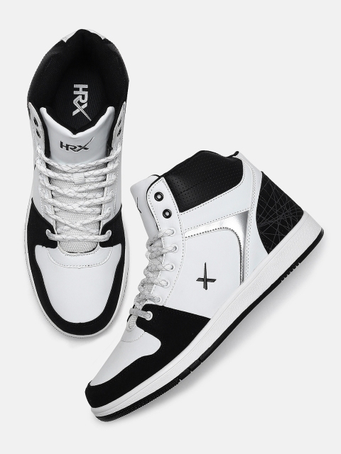 

HRX by Hrithik Roshan Men White Solid Mid-Top Hoop Life Sneakers