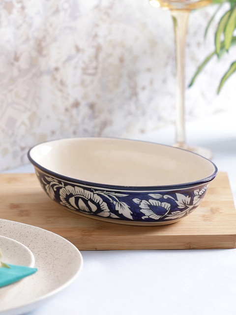 

VarEesha Blue Printed Moroccan Oval Stoneware Serving Platter