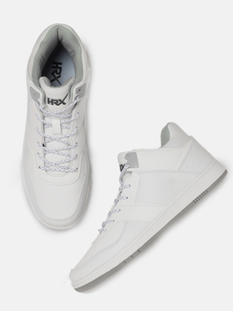 

HRX by Hrithik Roshan Men White Solid Synthetic Mid-Top Hoop Life Sneakers