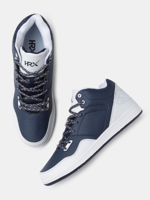 

HRX by Hrithik Roshan Men Hoop Life Navy Blue & White Sneakers