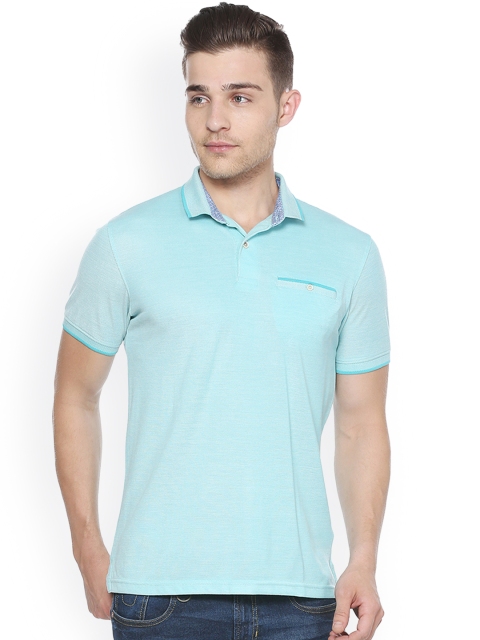 

Peter England Casuals Men Sea Green Solid Polo Collar T-shirt