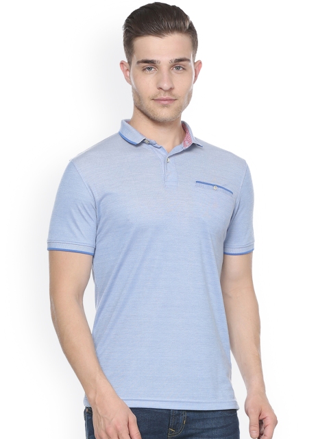 

Peter England Casuals Men Blue Solid Polo Collar T-shirt