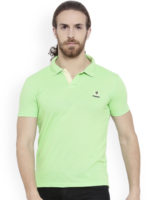 

Duke Men Lime Green Solid Polo Collar T-shirt