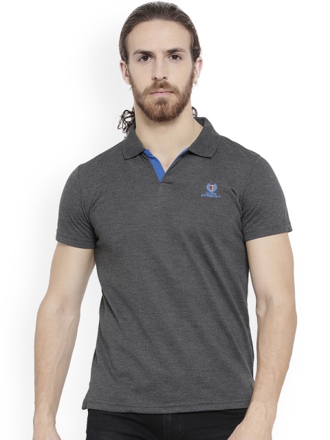 

Duke Men Grey Solid Polo Collar T-shirt