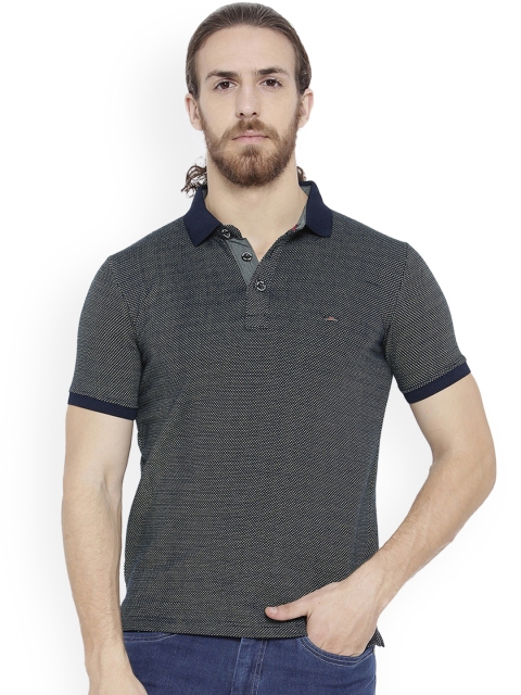

Duke Men Charcoal Self Design Polo Collar T-shirt