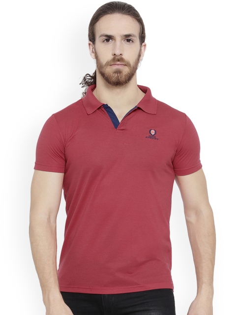 

Duke Men Red Solid Polo Collar T-shirt