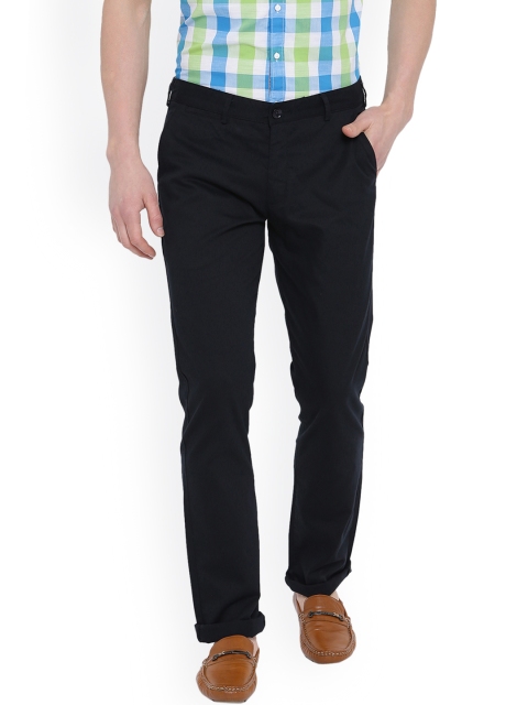 

Duke Men Navy Blue Slim Fit Solid Chinos