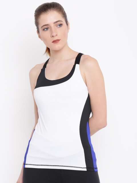 

SATVA Women White & Black Colourblocked Tank Top