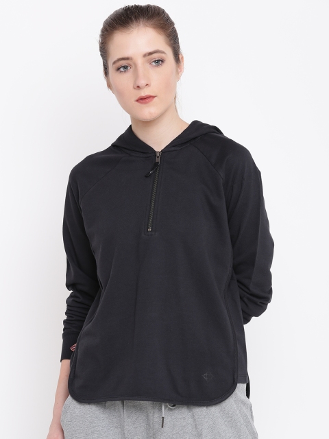 

SATVA Women Black Solid Hooded Sweatshirt