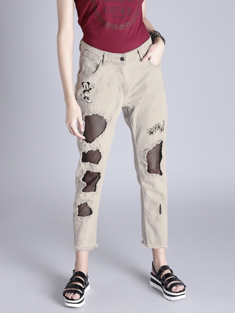 

Kook N Keech Disney Women Grey Boyfriend Fit Mid-Rise Mildly Distressed Jeans