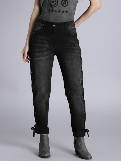 

Kook N Keech Women Black Boyfriend Fit Mid-Rise Clean Look Jeans