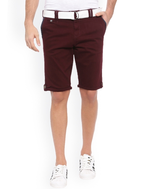 

WITH Men Maroon Solid Slim Fit Chino Shorts