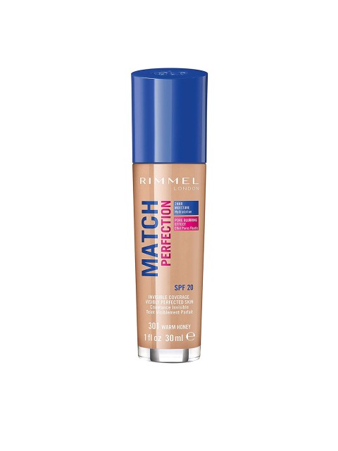 

RIMMEL Warm Honey Match Perfection SPF 20 Invisible Coverage Foundation 301, Beige