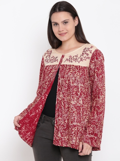 

Monte Carlo Women Maroon Printed Front Open Top