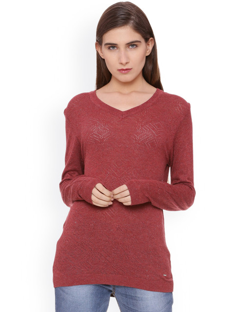 

Allen Solly Woman Women Maroon Solid Top
