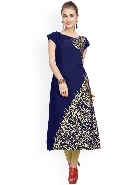 

ZIYAA Women Blue Printed A-Line Kurta