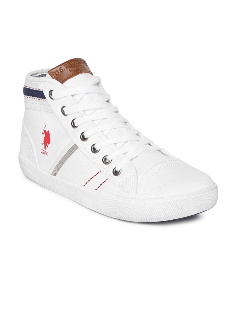 

U.S. Polo Assn. Men White Solid Greevs Mid-Top Sneakers
