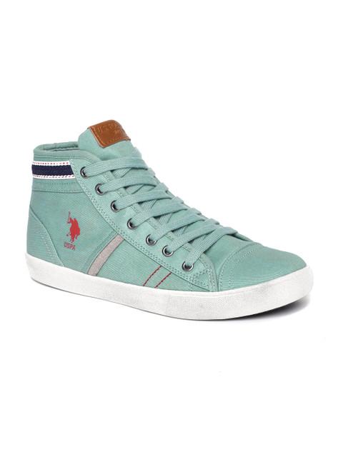 

U.S. Polo Assn. Men Blue Solid Canvas Mid-Top Sneakers