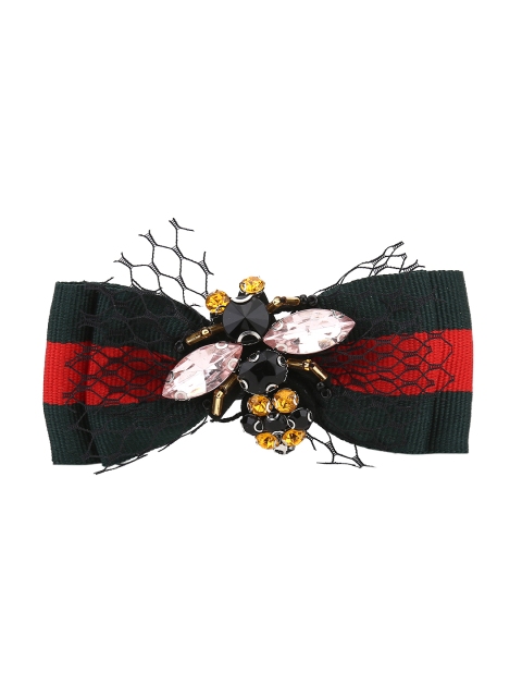 

HAIR DRAMA COMPANY Red & Black Embellished Ponytail Holders