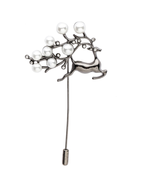

Alvaro Castagnino Men Metallic Grey Silver Lapel Pin