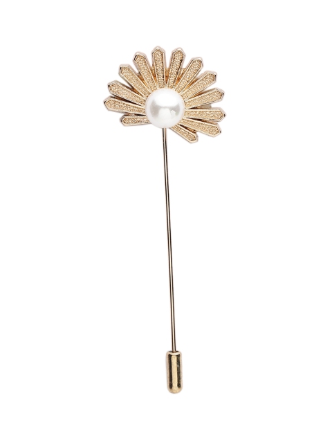 

Alvaro Castagnino Men Gold-Toned Silver Lapel Pin, Off white