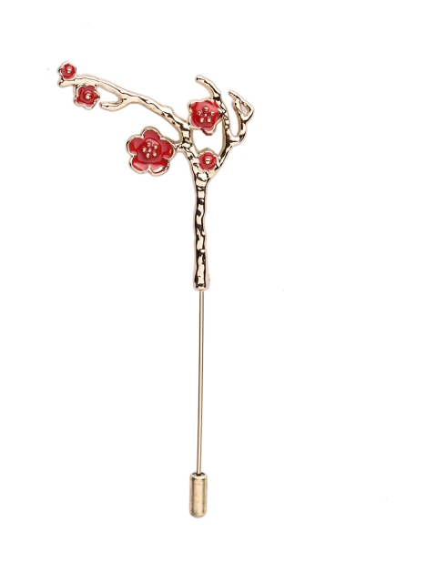 

Alvaro Castagnino Men Gold-Toned & Red Silver Lapel Pin
