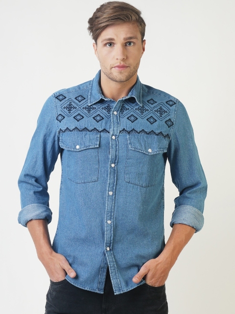 

Blue Saint Men Blue Smart Slim Fit Printed Casual Shirt