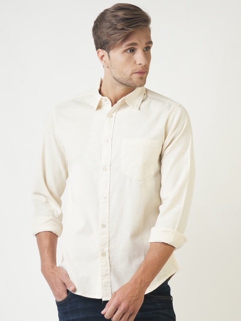 

Blue Saint Men Off-White Smart Slim Fit Solid Casual Shirt