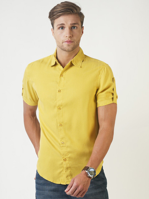 

Blue Saint Men Yellow Smart Slim Fit Solid Casual Shirt