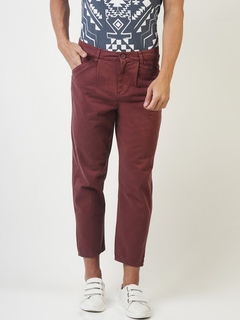 

Blue Saint Men Maroon Relaxed Loose Fit Solid Chinos