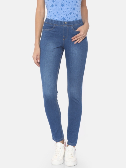 

Go Colors Blue Solid Super Stretch Ankle-Length Denim Jeggings