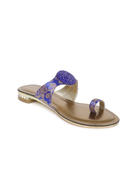 

Catwalk Women Blue Woven Design Leather One Toe Flats